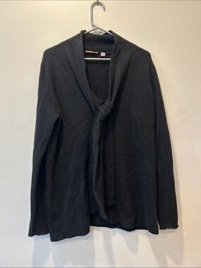 Classic Black Tie-Front Women's Cardigan Sweater